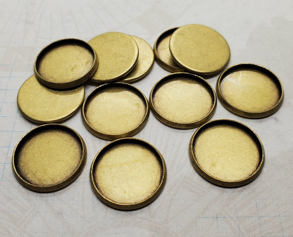 16mm Oxidized Brass Setting Bezel Trays (12) - L1047