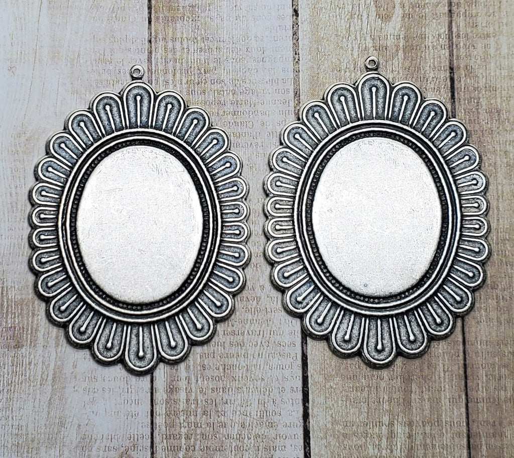 Oxidized Silver 29mm x 22mm Setting (2) - L1091