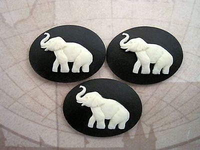 40x30mm Horizontal Elephant Cameos (3) - L654B-3 Jewelry Finding