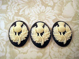 40x30mm Scottish Thistle Cameos (3) - L801-3 Jewelry Finding