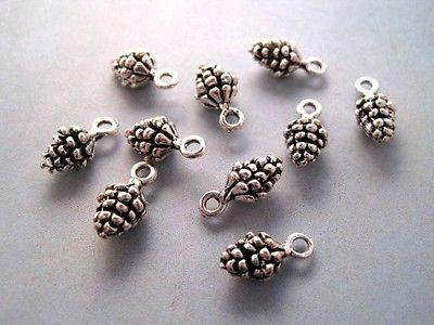 Antique Silver Pine Cone Charms (10) - P090 Jewelry Finding