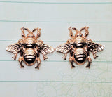 Shiny Rose Gold Bee Stampings (2) - PRGFFA8987