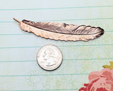 Large Shiny Rose Gold Feather Stamping (1) - PRGS2997