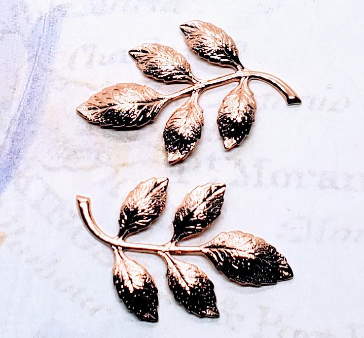 Shiny Rose Gold Branch Stampings (2) - PRGSG2469