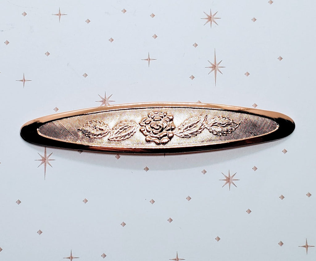 Large Shiny Rose Gold Ornate Rose Bar Finding (1) - PRGSG2705