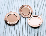 Shiny Rose Gold Round Locket With Setting (2) - PRGW3601R