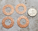 Rose Gold Ox Hammered Brass Circle Charm Stampings (4) - RGBF4