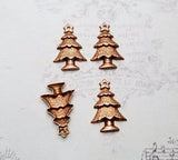Small Rose Gold Ox Christmas Tree Stampings With Hole (4) - RGE2541