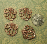 Rose Gold Ox Ornate Layered Flower Charms (4) - RGG087