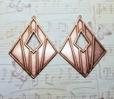 Large Rose Gold Ox Modern Art Deco Diamond Cut-Out Charms (2) - RGL972
