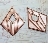 Large Rose Gold Ox Modern Art Deco Diamond Cut-Out Charms (2) - RGL972