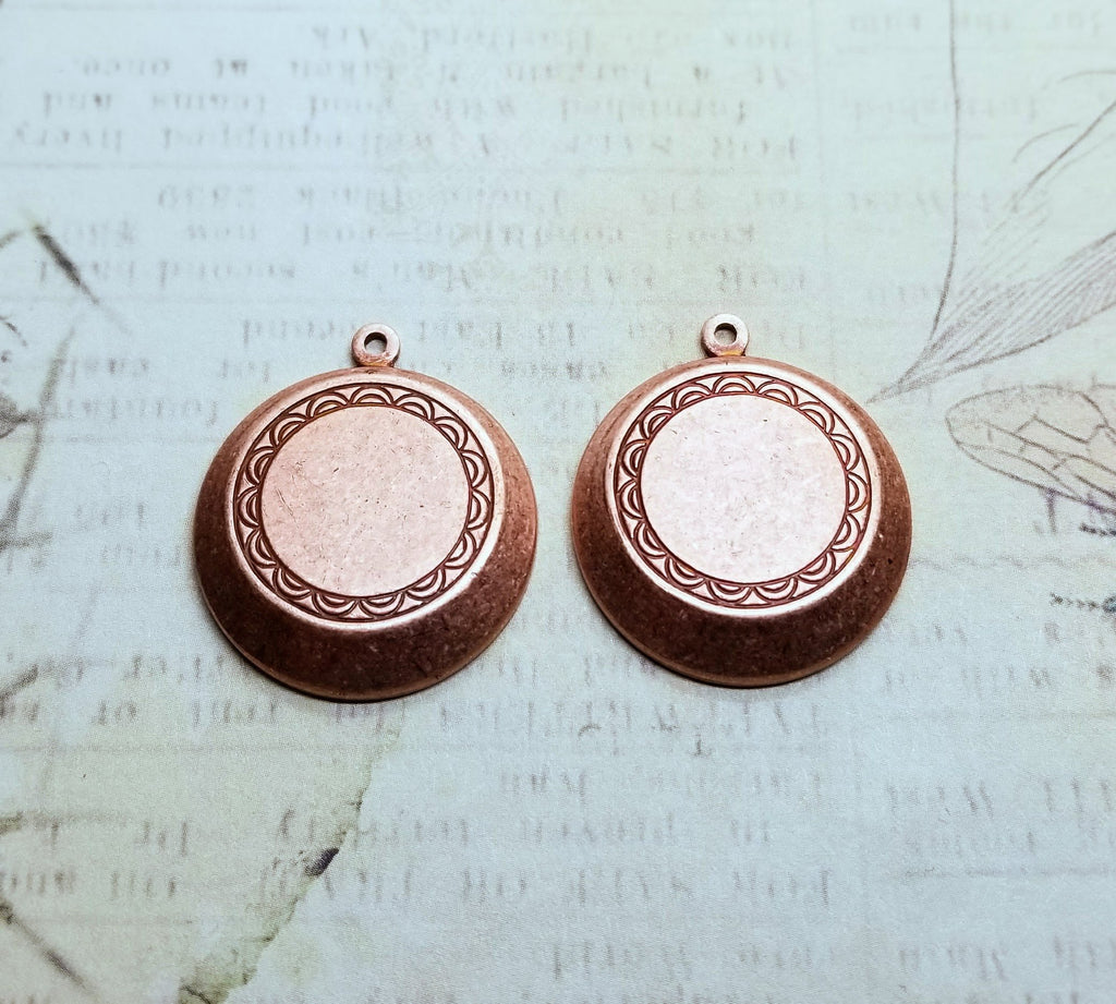 Rose Gold Ox Ornate Round Plaque Charm (2) - RGS1824