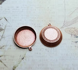 Rose Gold Ox Ornate Round Plaque Charm (2) - RGS1824