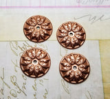 Rose Gold Ox Ornate Art Deco Round Stampings (4) - RGS3692