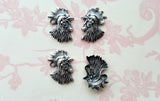 Oxidized Silver Plated Brass Rooster Head Stampings (4) - SOFFA9550-SOFFA9551