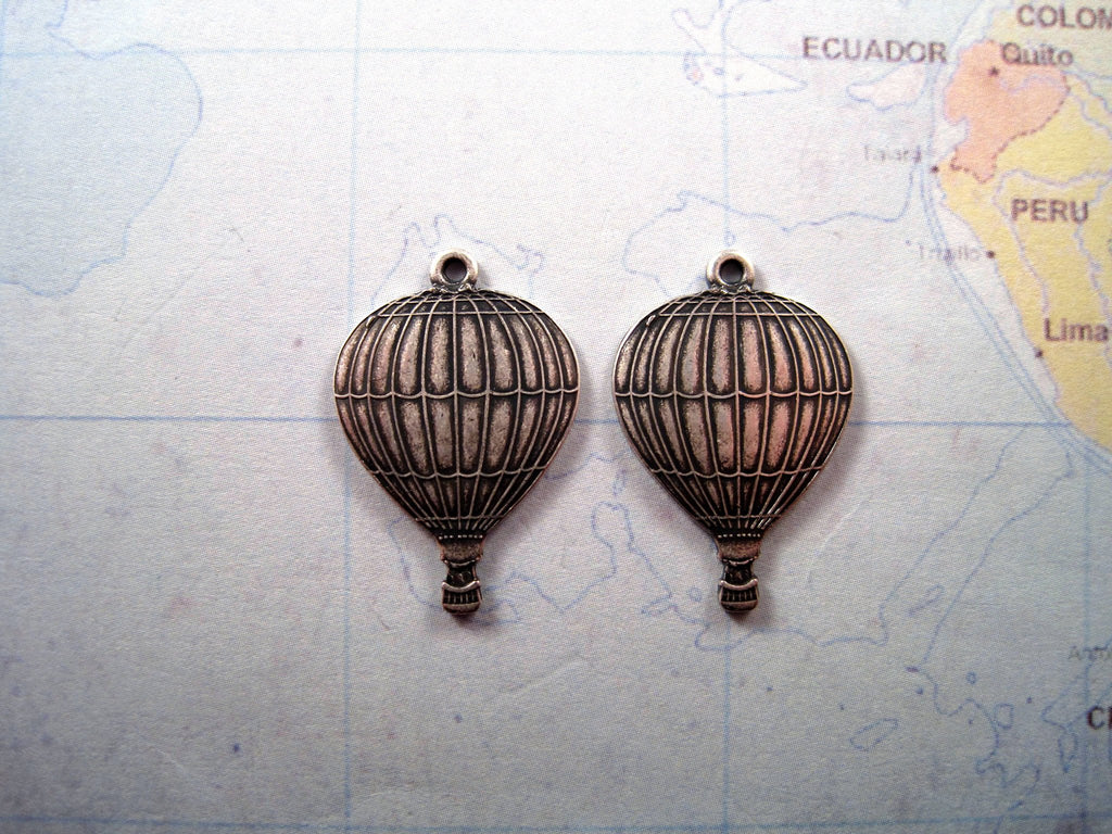 Oxidized Silver Hot Air Balloon Charms (2) - SOGB6678 Jewelry Finding