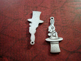 Oxidized Silver Solid Brass Bunny In Hat Charms (2) - SOGB6681