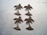 Small Oxidized Silver Palm Tree Charms (4) - SOGB7048 Jewelry Finding