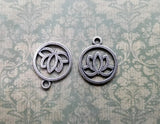 Oxidized Silver Lotus Charms (2) - SOL963