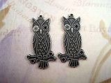 Oxidized Silver Plated Solid Brass Owl Charm Stampings (2)-SOS2315