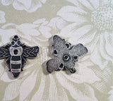 Oxidized Silver Brass Bee Charms (2) - SOS2510