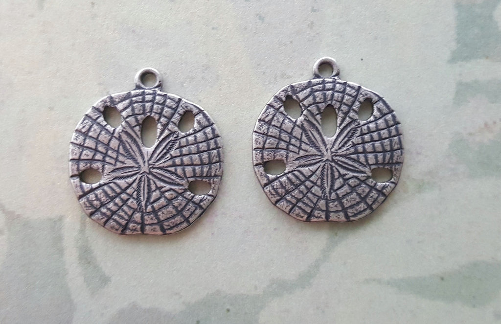 Oxidized Silver Sand Dollar Charms (2) - SOS7508