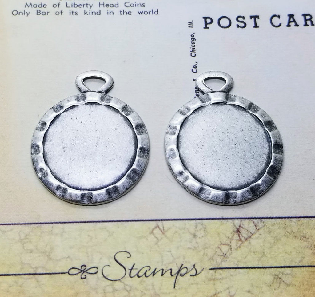 Oxidized Silver Clock Setting Charms (2) - SOS8327