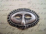 Large Oxidized Silver Plated Brass Mask Stamping (1) - SOSG7816