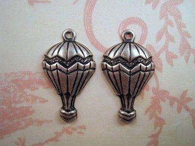 Oxidized Silver Plated Brass Hot Air Balloon Charm Stampings (2) - SOSG8995R