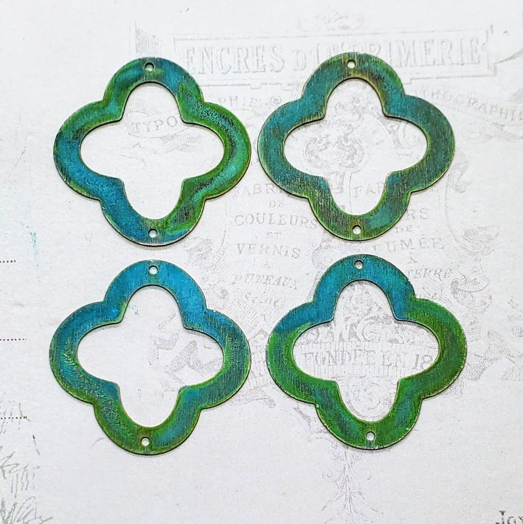 Verdigris Patina Jonquil Connector Stampings (4) - VPBF1
