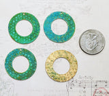 Verdigris Patina Hammered Brass Circle Charm Stampings (4) - VPBF4