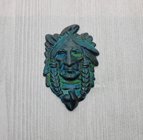 Large Brass Native American Indian Chief Stamping x 1 - 1905FFA