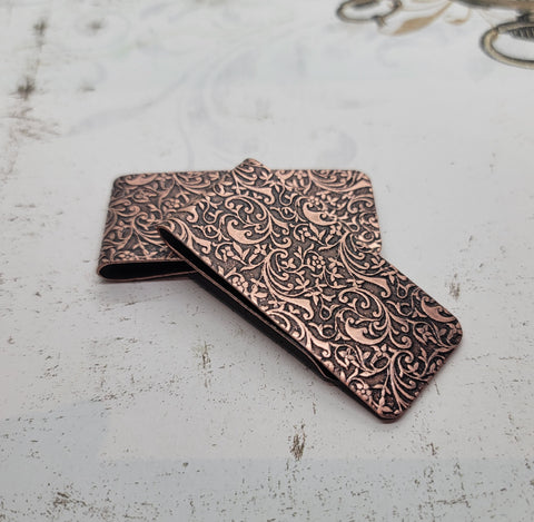 Oxidized Copper Embossed Money Clips x 2 - M1-SP35COS
