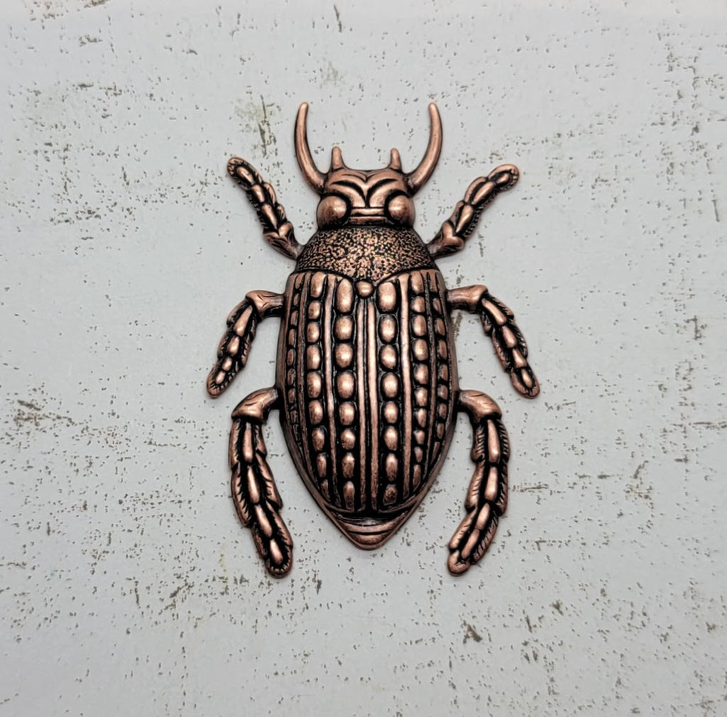 Large Oxidized Copper Beetle Stamping x 1 - 223COFF