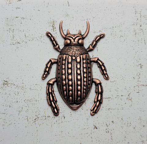 Large Oxidized Copper Beetle Stamping x 1 - 223COFF