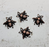 XSmall Oxidized Copper Bee Stampings x 4 - 8988COFFA