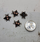 XSmall Oxidized Copper Bee Stampings x 4 - 8988COFFA
