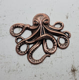 Large Oxidized Copper Octopus Stamping x 1 - 4920COS