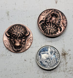 Oxidized Copper Buffalo Head Stampings x 2 - 0836COFF