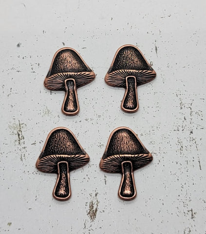 Oxidized Copper Mushroom Stampings x 4 - COS4715