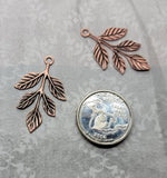 Oxidized Copper Leafy Branch Charms x 2 - COS3150