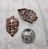 Oxidized Copper Native American Indian Chief Stampings x 2 - COFFA1974