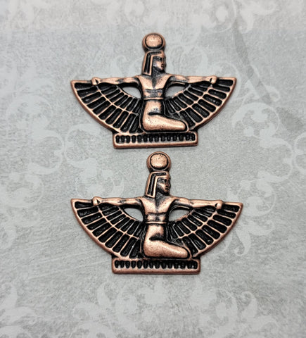 Oxidized Copper Egyptian Isis Stampings x 2 - COS8645
