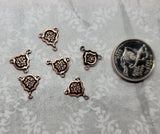 Small Oxidized Brass Ornate Connectors With 3 Rings x 6 - COGB6166