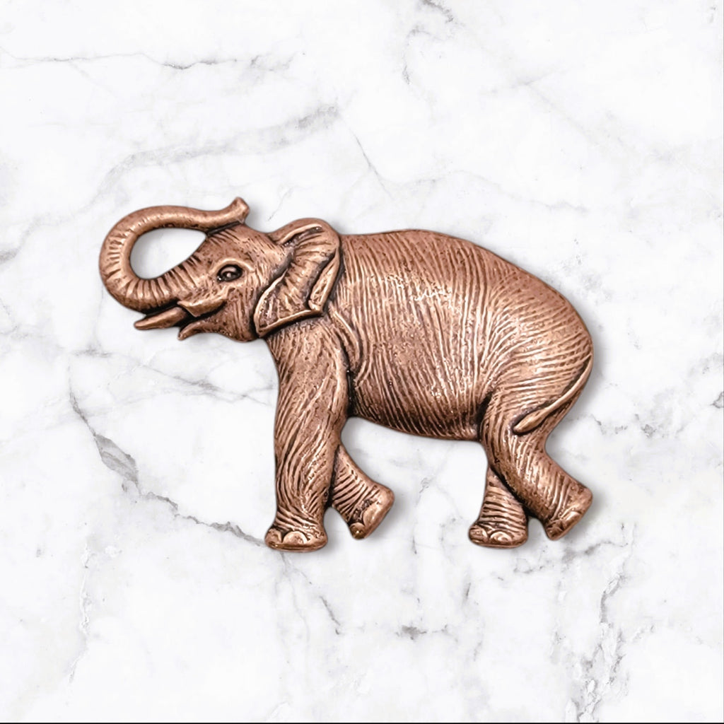 XLarge Oxidized Copper Elephant Stamping x 1 - 6438COSG