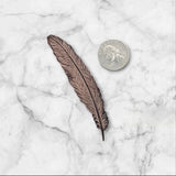 Large Oxidized Copper Feather Stamping - 2997COS