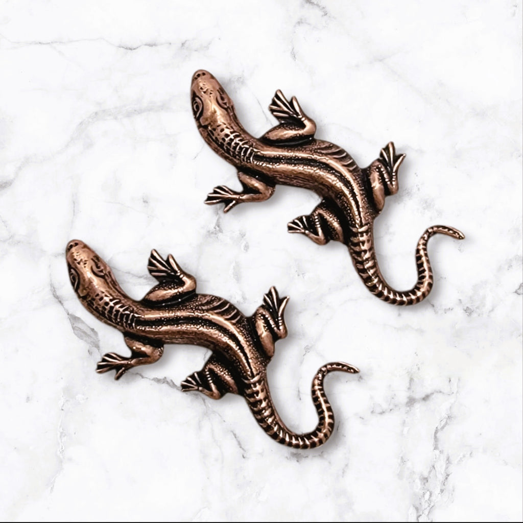 Small Oxidized Copper Lizard Stampings x 2 - 120CORAT