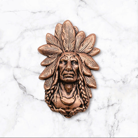 X Large Oxidized Copper Indian Chief Stamping - 3879CORAT