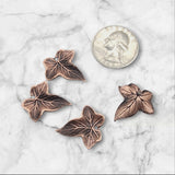 Small Oxidized copper Ivy Leaf Stampings With Hole x 4 - 6669HCORAT