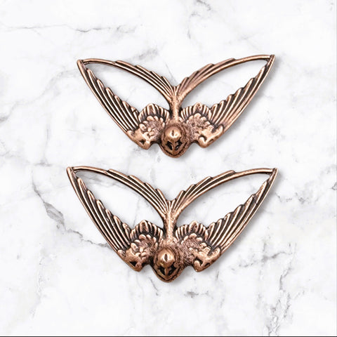 Oxidized Copper Sparrow Bird Stampings x 2 - 7067CORAT